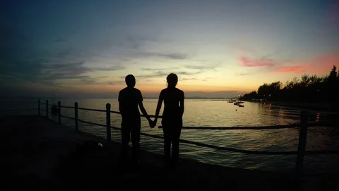 Hand in hand at sea Stock Footage 89784666