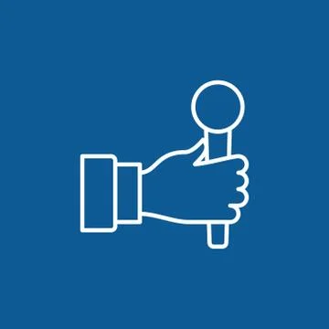 Hand with Handheld Mic outline vector concept icon Stock Illustration