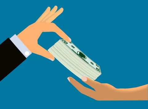 Hand Handing Cash To Another Hand Stock Illustration