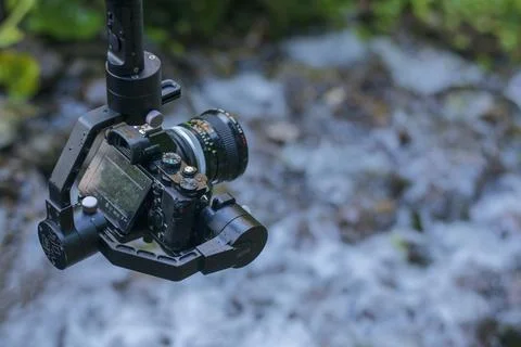 Hand Handled Video Camera on the River Stream Stock Photos
