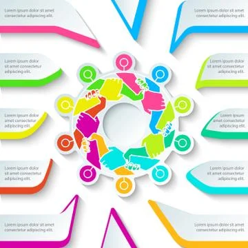 Hand harmony holding in circle shape, business infographic. Stock Illustration