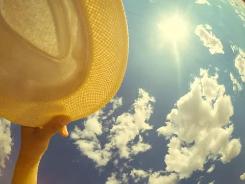 Hand hat sky cloud summer Foto stock