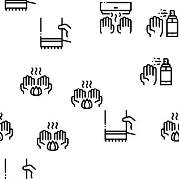 Hand Healthy Hygiene Seamless Pattern Vector Stock Illustration