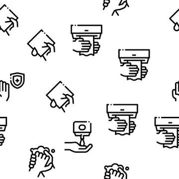 Hand Healthy Hygiene Seamless Pattern Vector Stock Illustration