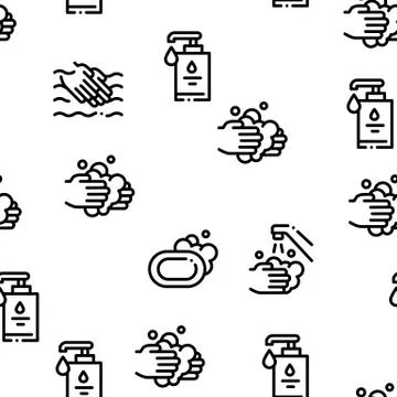 Hand Healthy Hygiene Seamless Pattern Vector Stock Illustration