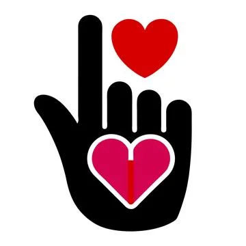 Hand with Heart Gesture Vector Illustration for Love and Peace Illustrazione stock