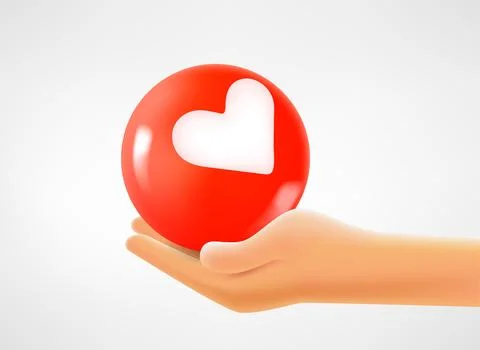 Hand with heart sign. 3d vector illustration Иллюстрация