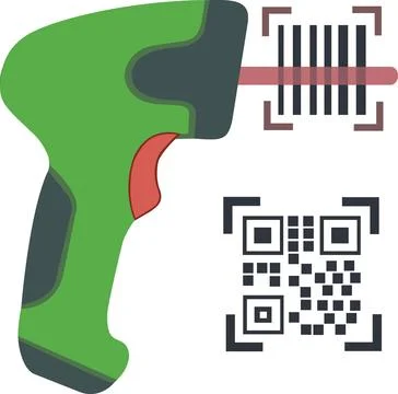 Hand held bar code scanner for warehouse inventory management Stock Illustration
