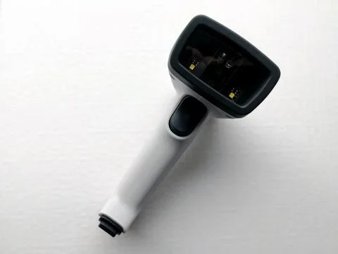 Hand Held Barcode Scanner on White, Isolate on white background. Foto stock