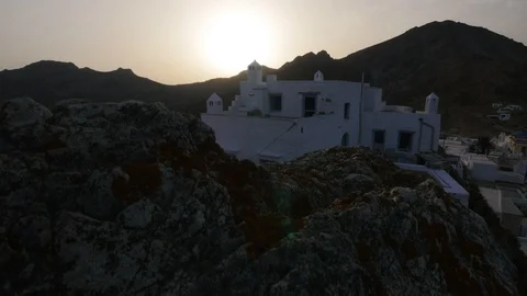 Hand-Held camera, Between The Streets of Serifos, Greece, Sunset 08.00pm Stock Footage 106119208
