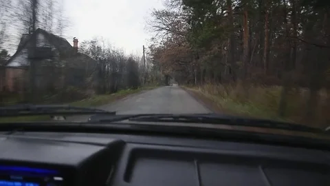 Hand Held Camera. Passenger Seat View From a Car on a Autumn Russian Road. 스톡 동영상 85123546