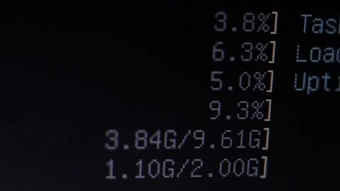 Hand held  close up footage from a computer screen from a Linux based system wor Stock Footage 167430802