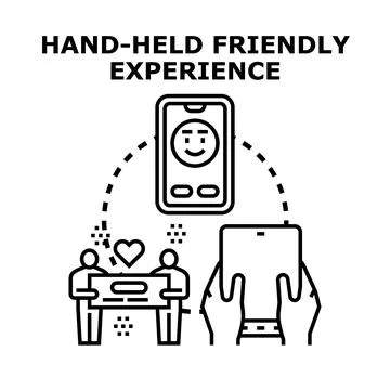 Hand held device user experiencing friendly mobile service Stock Illustration