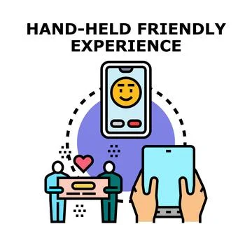 Hand held device user experiencing friendly mobile service Stock Illustration