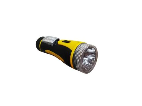 Hand held flashlight for home use isolated on white background Stock Photos