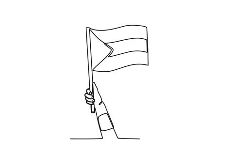 A hand-held high the Palestinian flag Stock Illustration