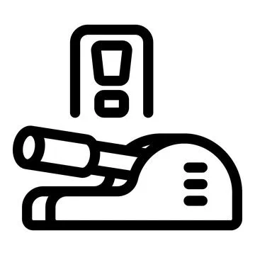 Hand held label applicator machine applying label with warning sign Stock Illustration