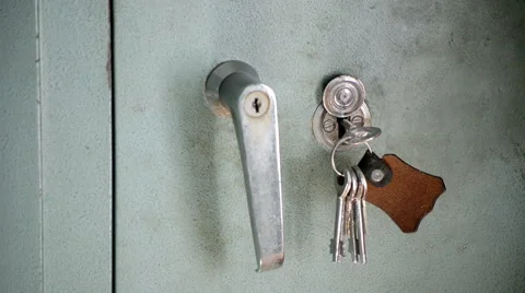 Hand-Held Luggage Locker With Key Hanging Stock Footage 49206575