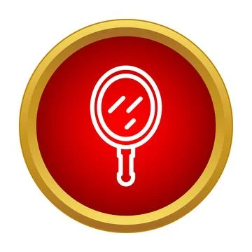 Hand held mirror icon in a golden ring Stock Illustration