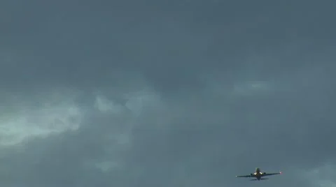 Hand held plane flying over head 04 Stock Footage 12502625