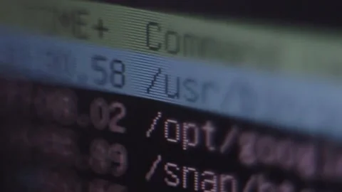 Hand held shallow depth of field footage from a computer screen from a Linux bas Stock Footage 167430781