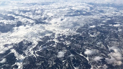 Hand-held shot of a winter scene with snow blanketing the landscape Stock Footage 90234878
