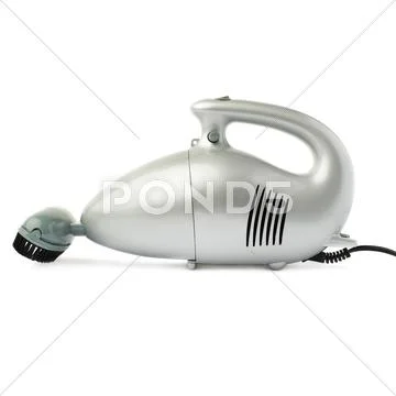 Hand held small vacuum cleaner isolated over the white background Stock Photos