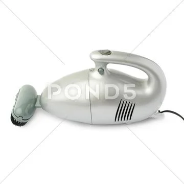 Hand held small vacuum cleaner isolated over the white background Stock Photos