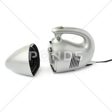 Hand held small vacuum cleaner isolated over the white background Stock Photos