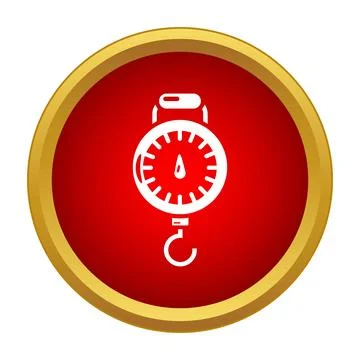 Hand held spring scale measuring weight icon Stock Illustration