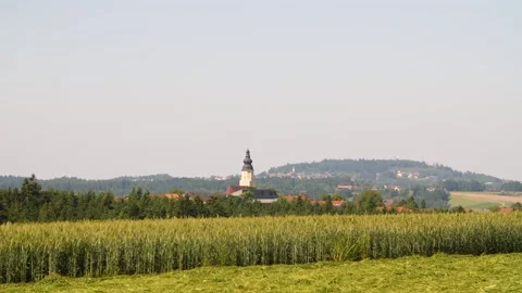 Hand held static shot of a small village in Upper Austria Stock Footage 157850329