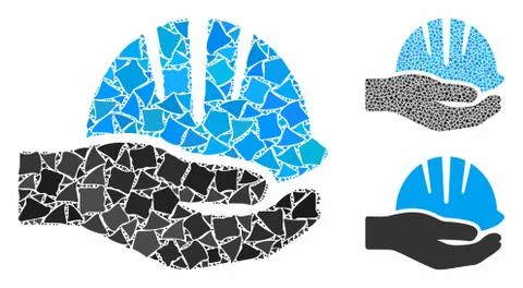 Hand with helmet Composition Icon of Bumpy Parts Stock Illustration