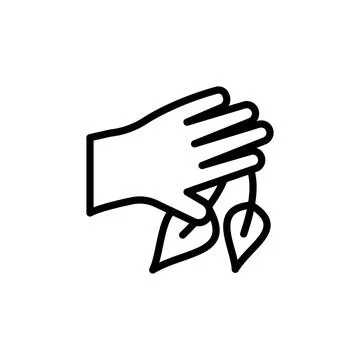 Hand herb leaf icon. Simple line, outline vector elements of alternative 库存插图