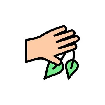 Hand herb leaf icon. Simple color with outline vector elements of alternative 库存插图