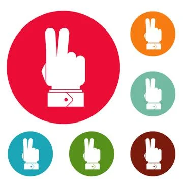Hand hey icons circle set vector イラスト素材