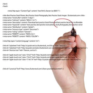 Hand highlighting website script Stock Illustration