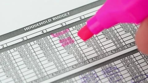 Hand highlights a financial accounting document with a felt-tip pen. Stock Footage 219212697