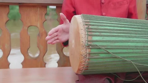 Hand Hit Drum To Make Lao Music Video stock 344312205