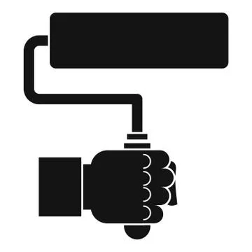 Hand hoding paint roller icon, simple style Stock Illustration