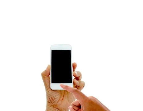 Hand hold and touch screen smart phone Stock Photos