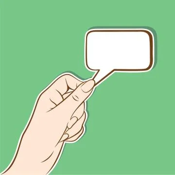Hand hold blank message bubble concept design Stock Illustration