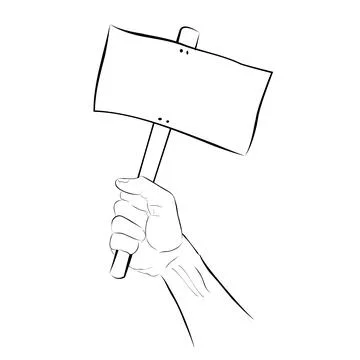 Hand hold blank plank, simple vector hand draw sketch doodle Stock Illustration