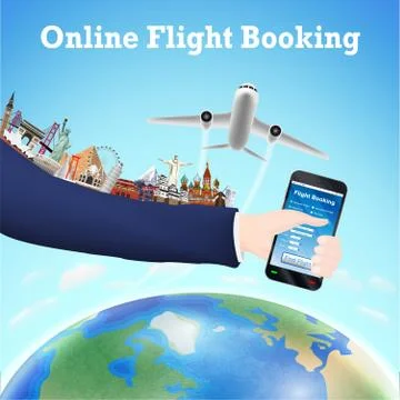 Hand hold boarding pass passport and landmark Stock Illustration
