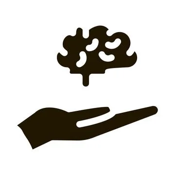 Hand hold brain icon Vector Glyph Illustration Stock Illustration