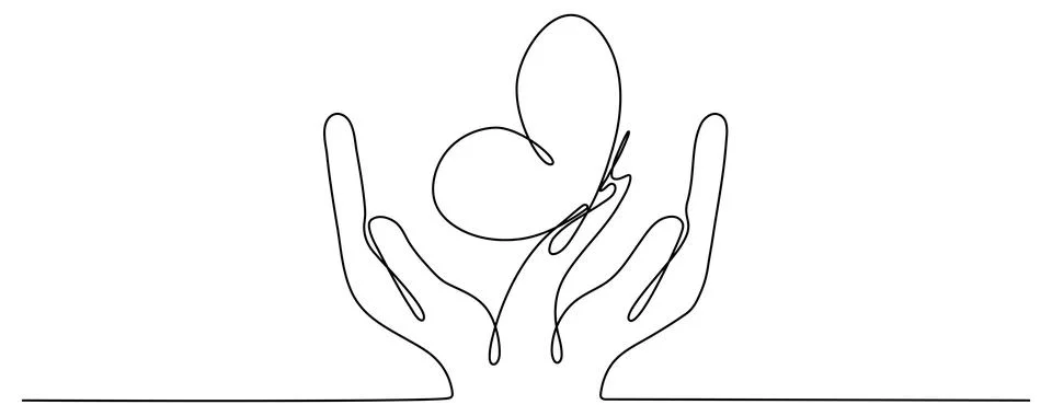 Hand hold butterfly flying continuous line art drawing. Stock Illustration