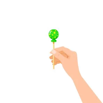 Hand hold candy wrapper dessert sweetness. Vector illustration isolated cartoon Stock Illustration