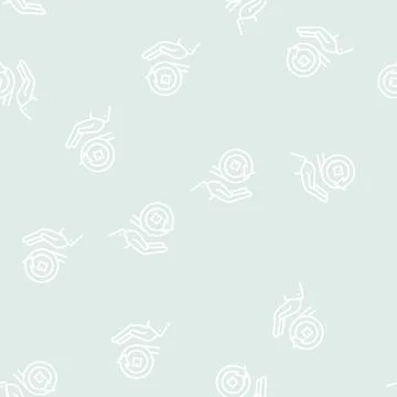 Hand hold circular economy process line seamless pattern Stock Illustration