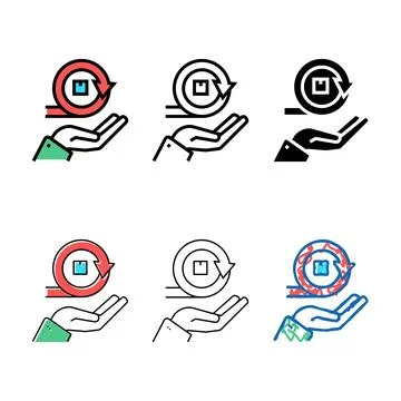 Hand hold circular economy process color icon styleset vector 库存插图