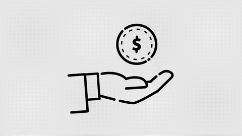 Hand Hold a Coin Icon animation line 4K Loop Transparant Stock Footage 288600952