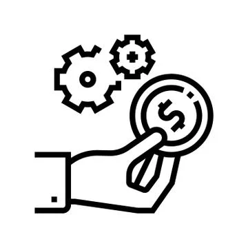 Hand hold coin pay for work line icon vector illustration Ilustração Stock